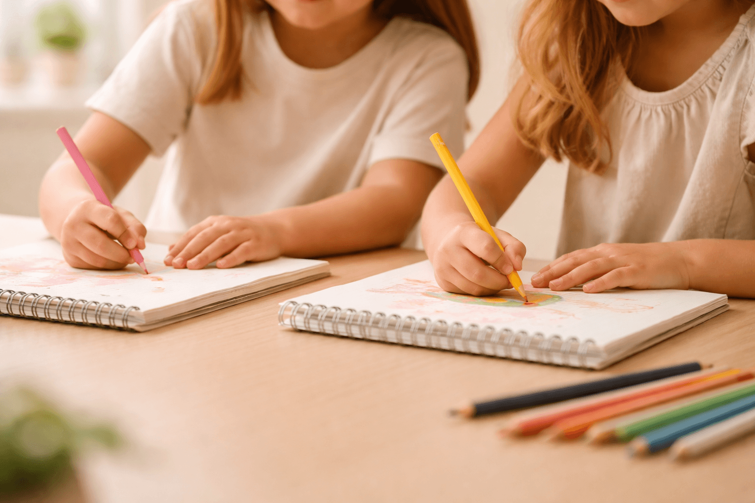 Children writing together during a tutoring session